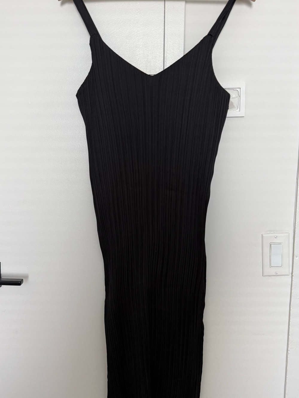 Little Moon Black Pleated Maxi Slip Dress